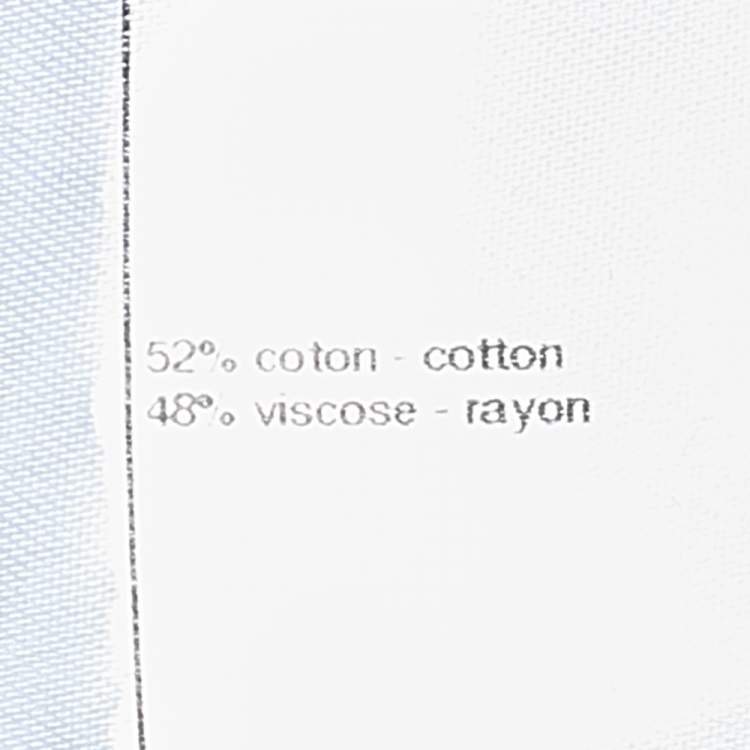 Pre Owned Chanel Navy Blue Textured Cotton Floral Broach Detailed Top S