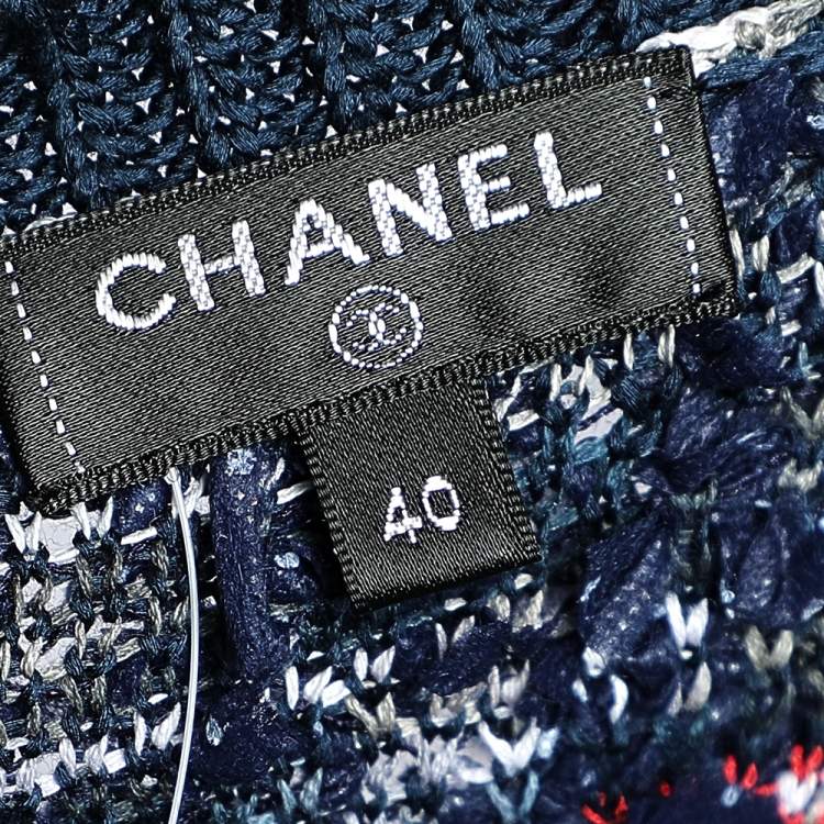 Pre Owned Chanel Multicolor Cotton Knit Ribbon Detail Sweater Top M