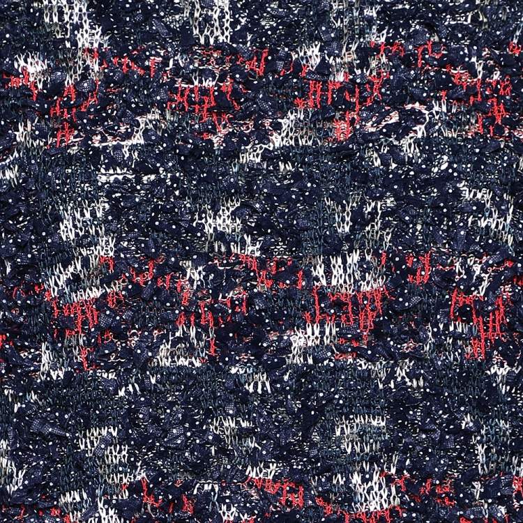 Pre Owned Chanel Multicolor Cotton Knit Ribbon Detail Sweater Top M