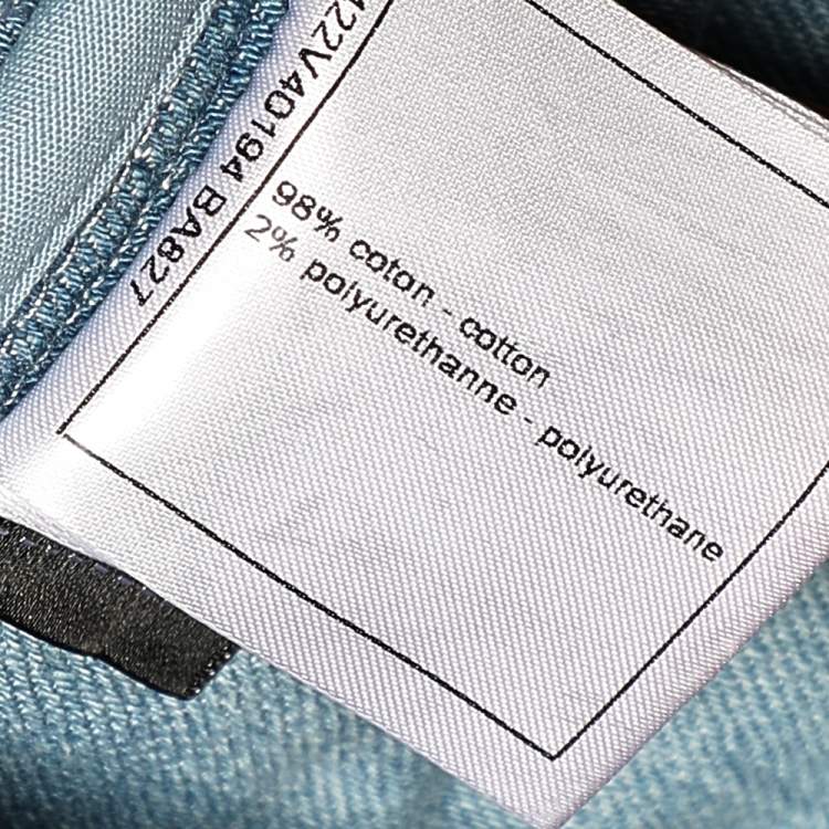 Pre Owned Chanel Blue Denim High Waisted Mini Skirt M