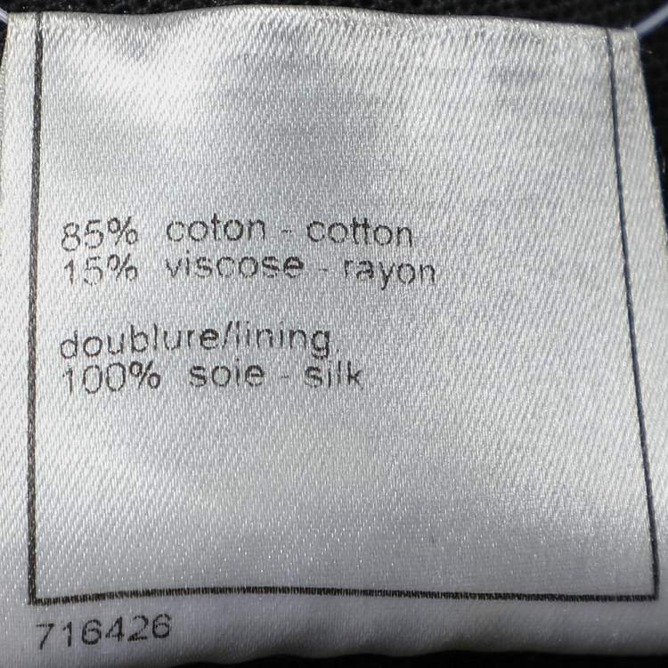 Pre Owned Chanel Black Patterned Mesh Tiered Short Sleeve Top M