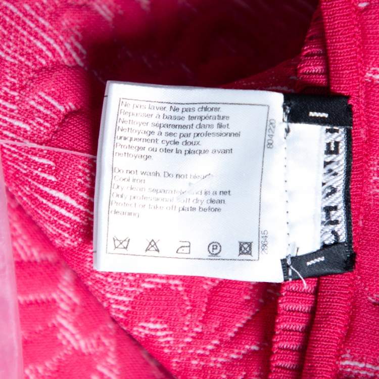 Pre Owned Chanel Pink Embossed Jacquard Knit Sleeveless Dress M