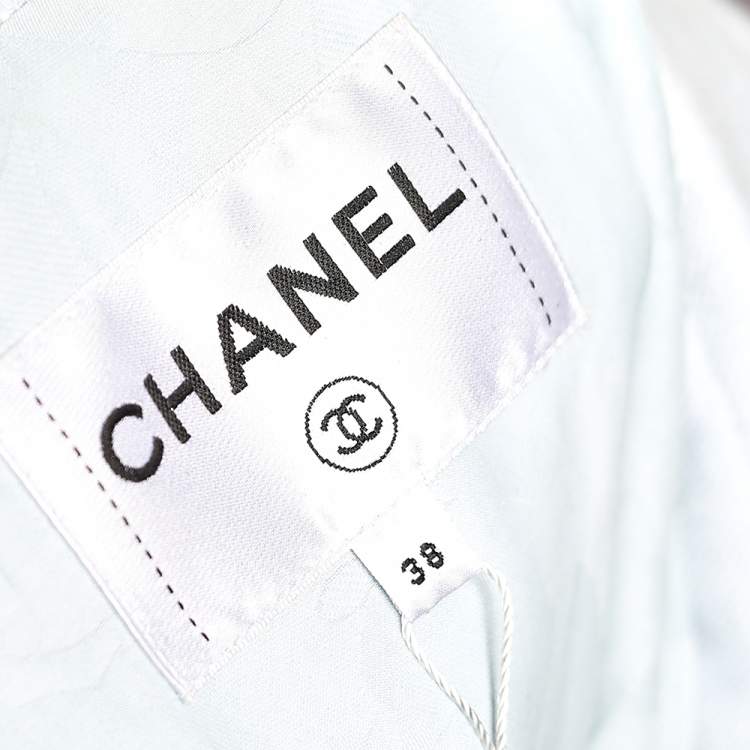 Pre Owned Chanel Blue Denim Double Breasted Asymmetric Hem Jacket M