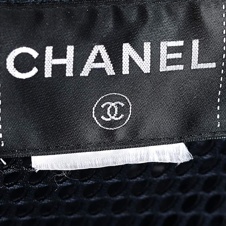 مملوكة مسبقًا Chanel Black Mesh Zip Front Jacket S