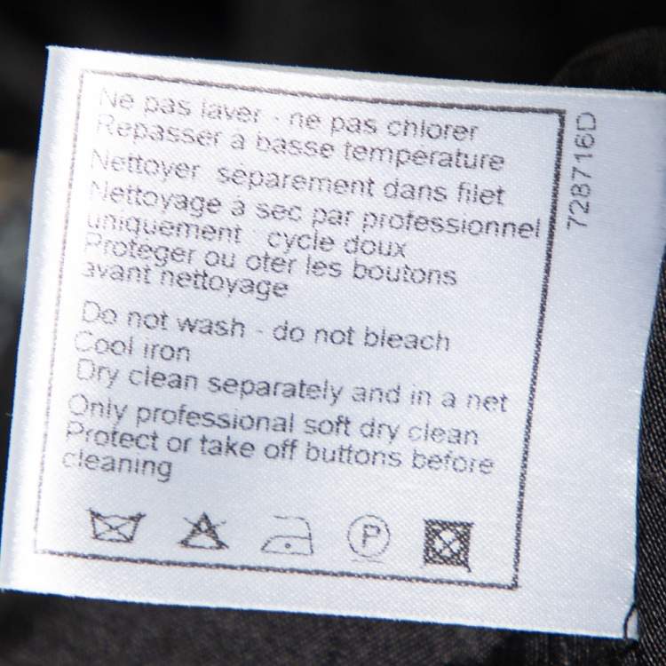 مملوكة مسبقًا Chanel Black Tweed Logo Crest Detail Button Front Jacket S