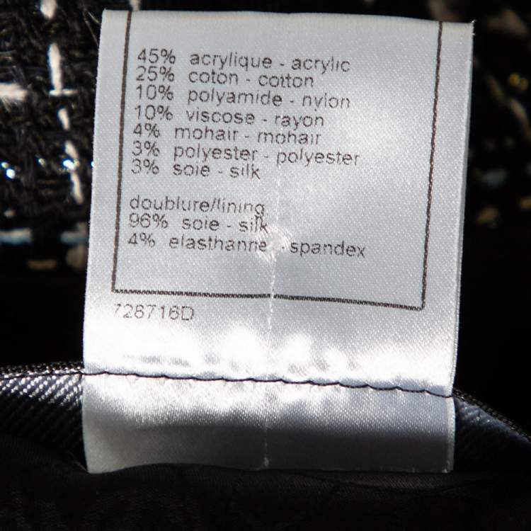 مملوكة مسبقًا Chanel Black Tweed Logo Crest Detail Button Front Jacket S