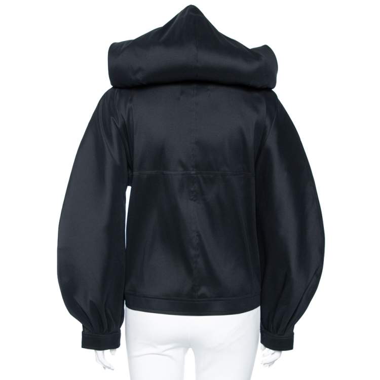 Pre Owned Chanel Black Silk Knit Oversized Hoodie S