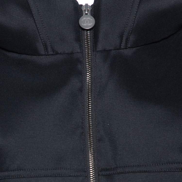 Pre Owned Chanel Black Silk Knit Oversized Hoodie S