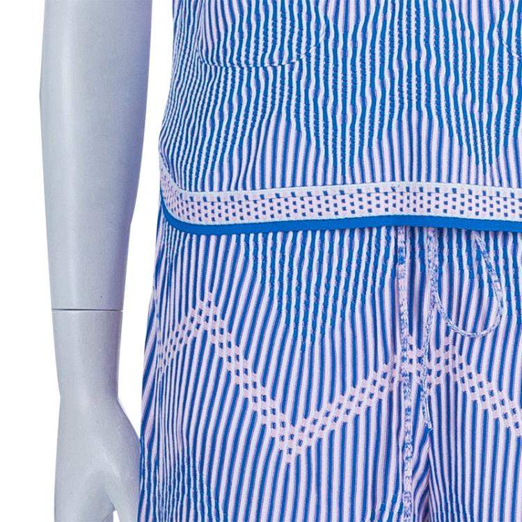 Pre Owned Chanel Blue Jacquard Knit Top And Culottes Set S