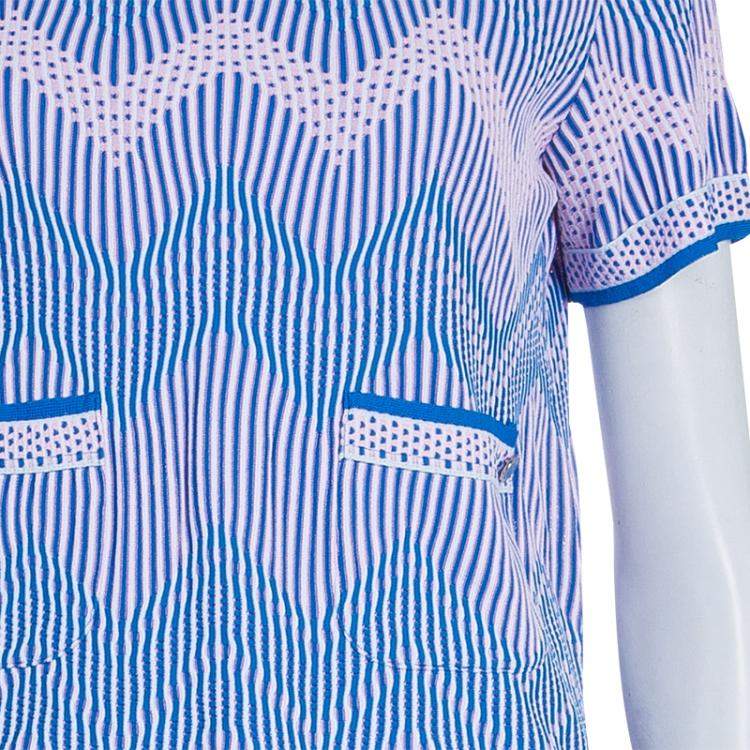 Pre Owned Chanel Blue Jacquard Knit Top And Culottes Set S