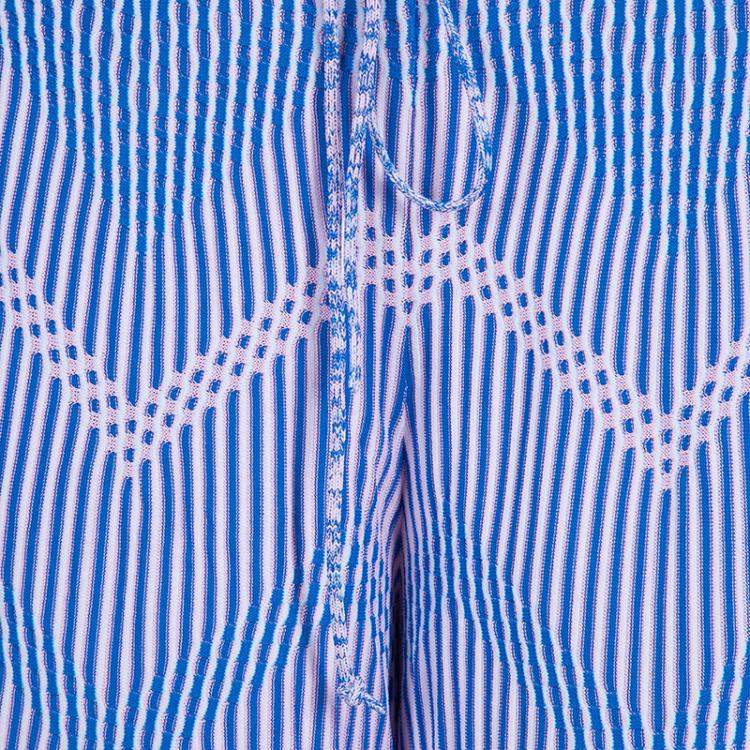 Pre Owned Chanel Blue Jacquard Knit Top And Culottes Set S