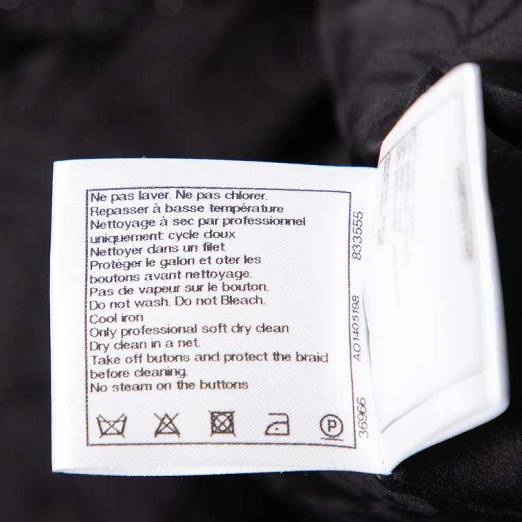 مملوكة مسبقًا Chanel Black Tweed Braided Trim Detailed Asymmetrical Jacket S