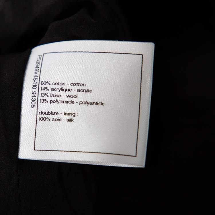 مملوكة مسبقًا Chanel Black Tweed Braided Trim Detailed Asymmetrical Jacket S