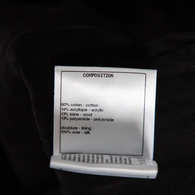 مملوكة مسبقًا Chanel Black Tweed Braided Trim Detailed Asymmetrical Jacket S