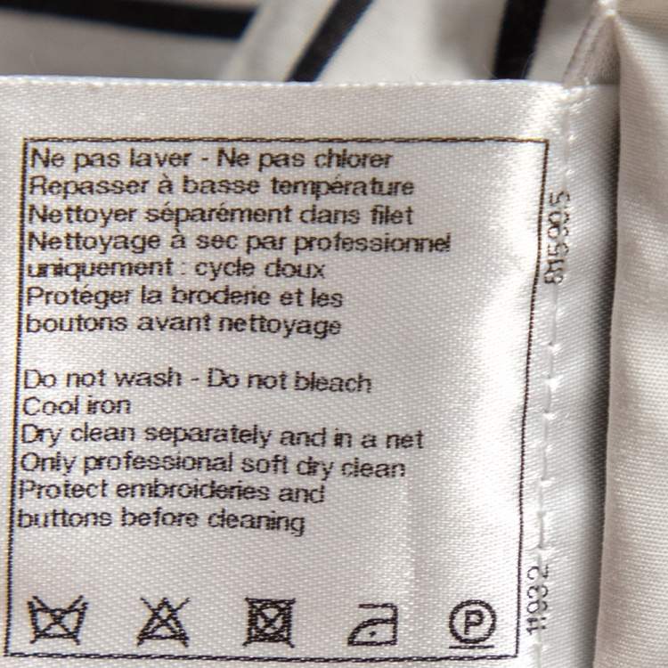 Pre Owned Chanel White Striped Cotton Overlay Detailed Button Front Short Dress M