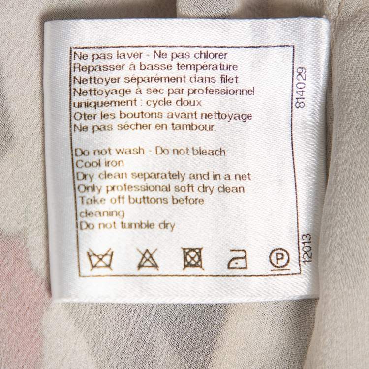 Pre Owned Chanel Multicolored Printed Silk Tiered Cape Dress M