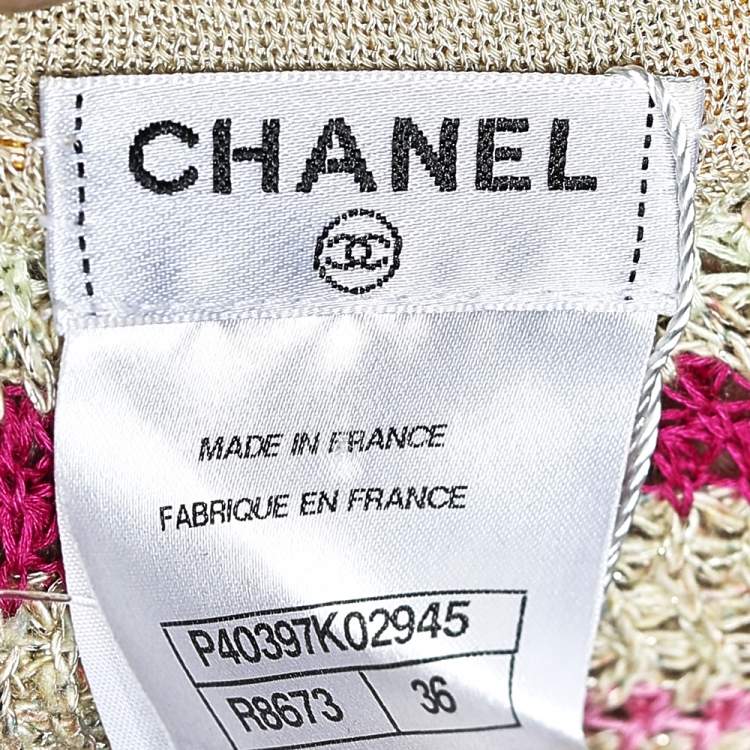 Pre Owned Chanel Multicolor Striped Cotton Knit Sleeveless Dress S