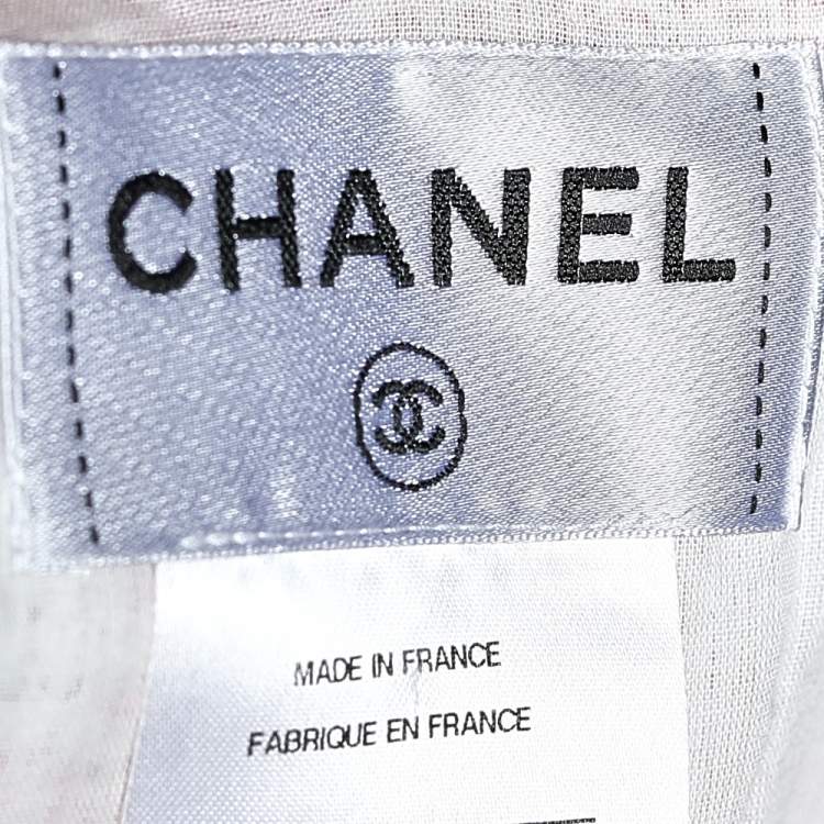 Pre Owned Chanel Pink Patterned Cotton Mesh Dress M