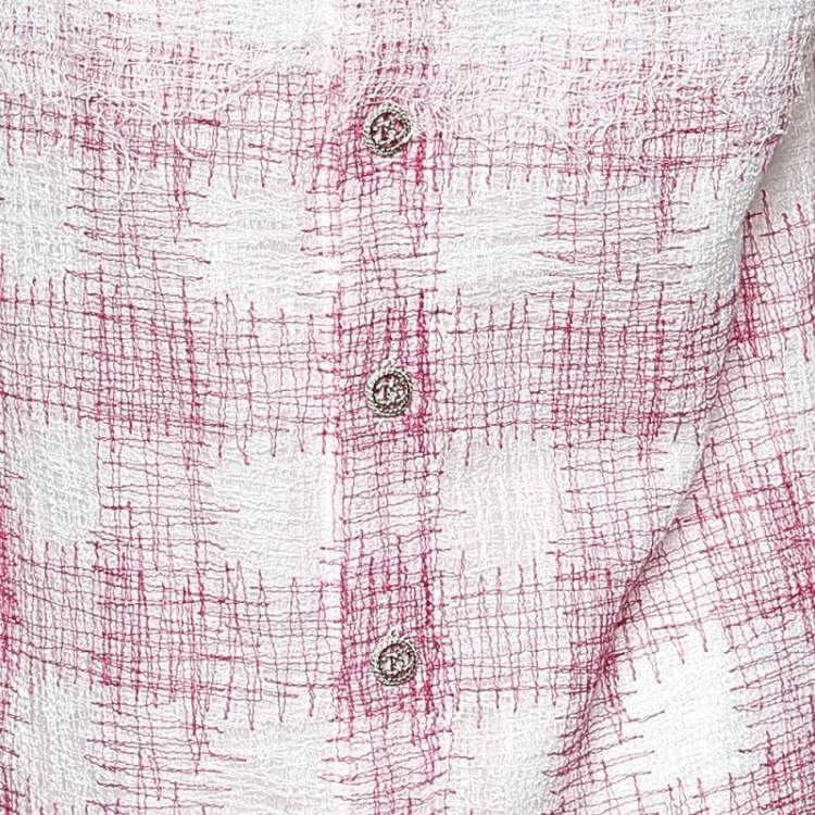 Pre Owned Chanel Pink Patterned Cotton Mesh Dress M