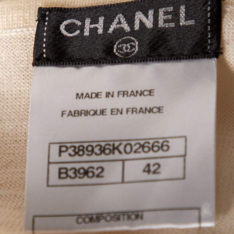 Pre Owned Chanel Cream Cashmere Sleeveless Top L
