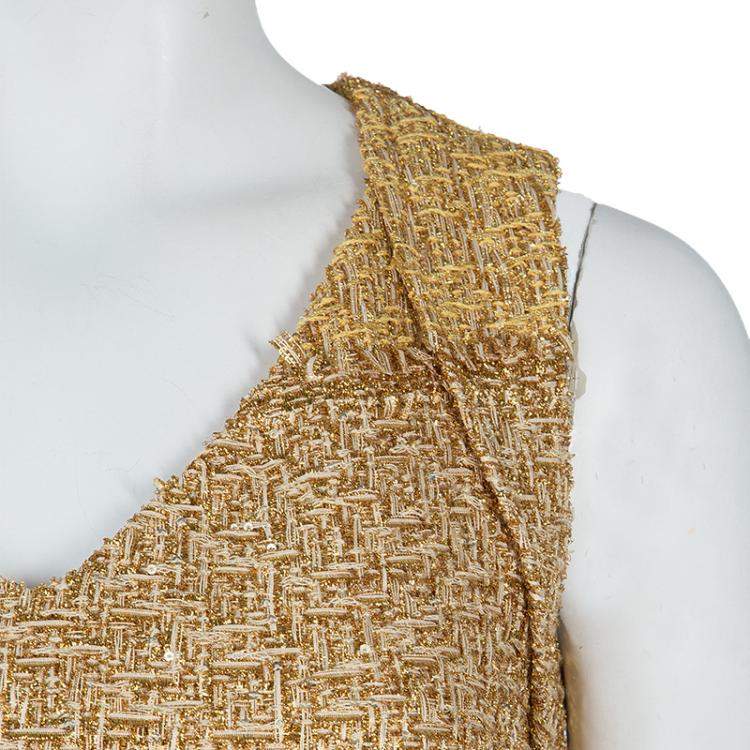 Pre Owned Chanel Metallic Gold Sleeveless Top S