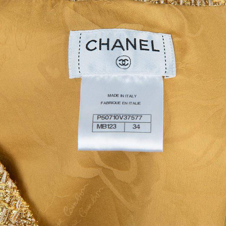 Pre Owned Chanel Metallic Gold Sleeveless Top S