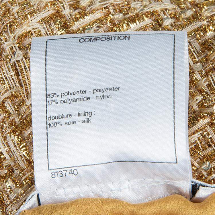 Pre Owned Chanel Metallic Gold Sleeveless Top S