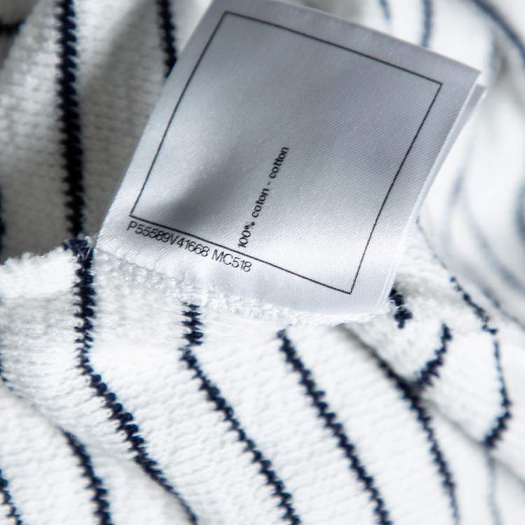 Pre Owned Chanel White Striped Terry Cloth Sleeveless Top M