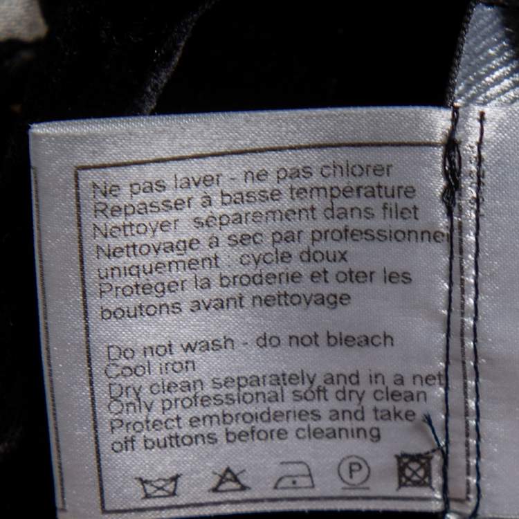 Pre Owned Chanel Black Velvet Ribbon Trimmed Double Breasted Jacket M