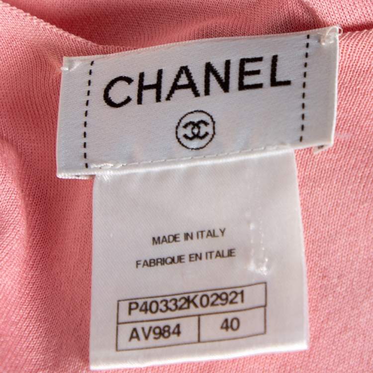 Pre Owned Chanel Pink Silk Knit Sleeveless Dress M