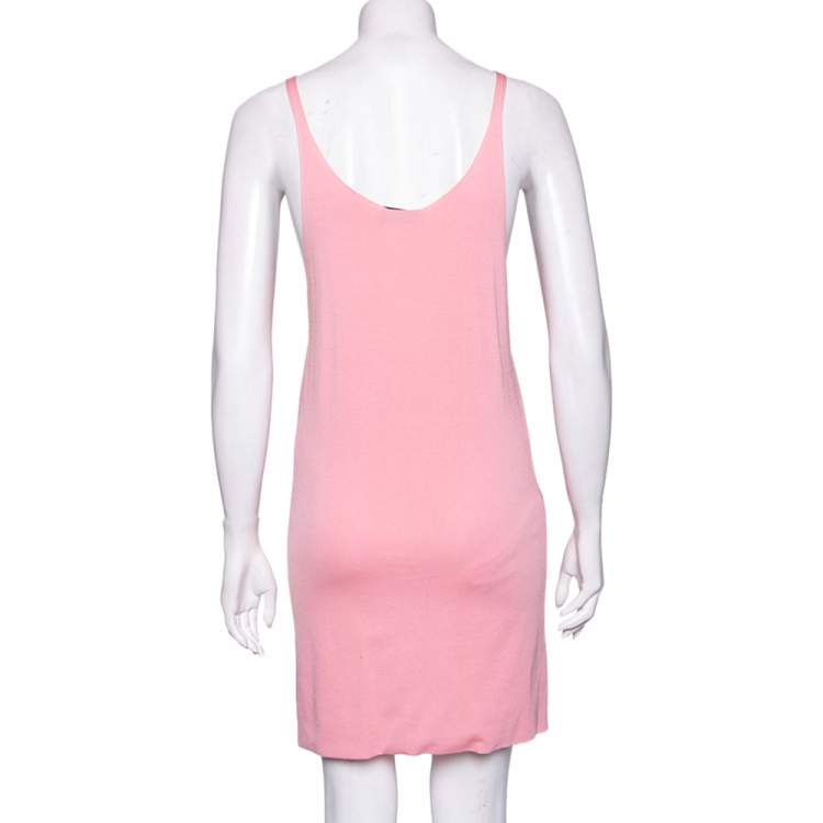 Pre Owned Chanel Pink Silk Knit Sleeveless Dress M