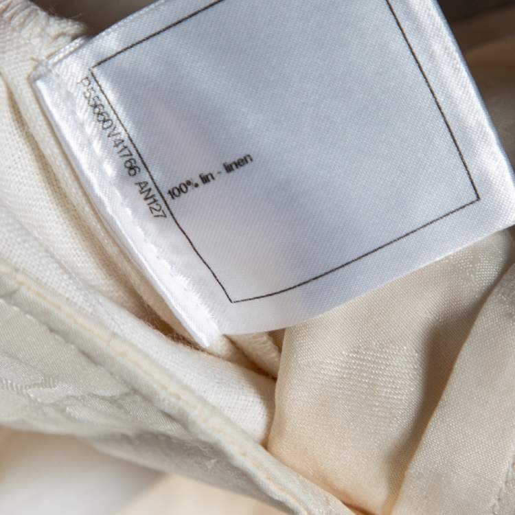 Pre Owned Chanel Ivory Linen Wide Legged Pants S 