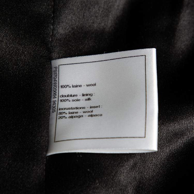 Pre Owned Chanel Black Wool & Alpaca Single Breasted Coat XL