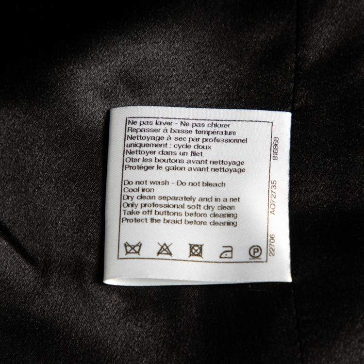 Pre Owned Chanel Black Wool & Alpaca Single Breasted Coat XL