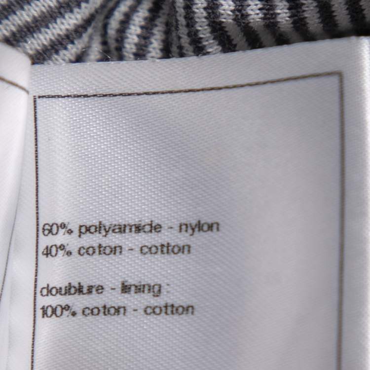 Pre Owned Chanel Blue & White Woven Coat S