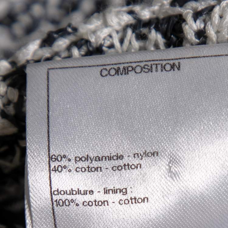 Pre Owned Chanel Blue & White Woven Coat S