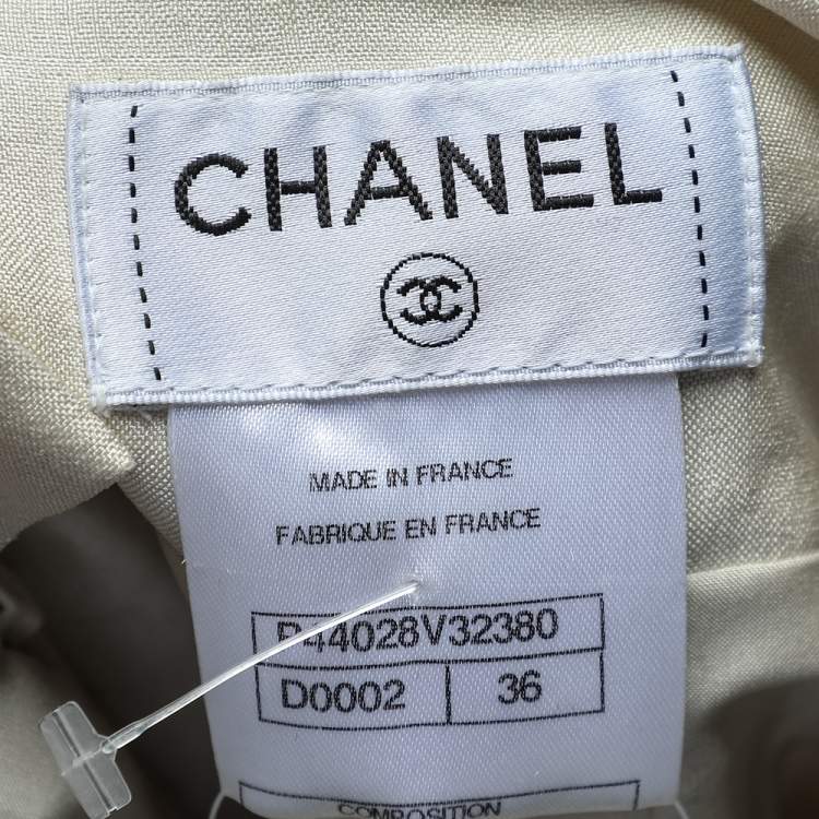 Pre Owned Chanel Beige Silk Draped Knee Length Skirt S