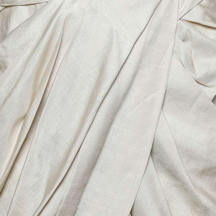 Pre Owned Chanel Beige Silk Draped Knee Length Skirt S