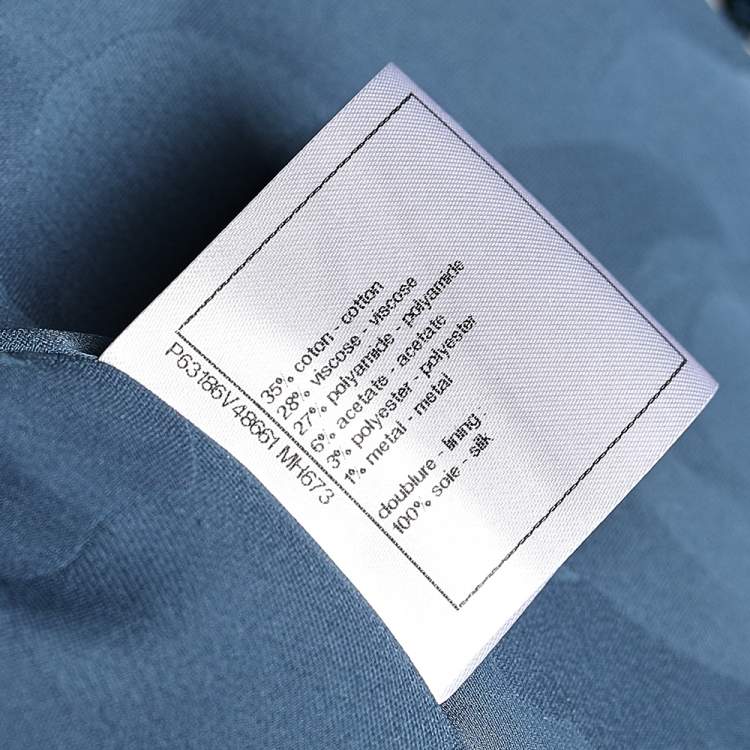 Pre Owned Chanel Navy Blue Lurex Tweed Button Front Jacket M