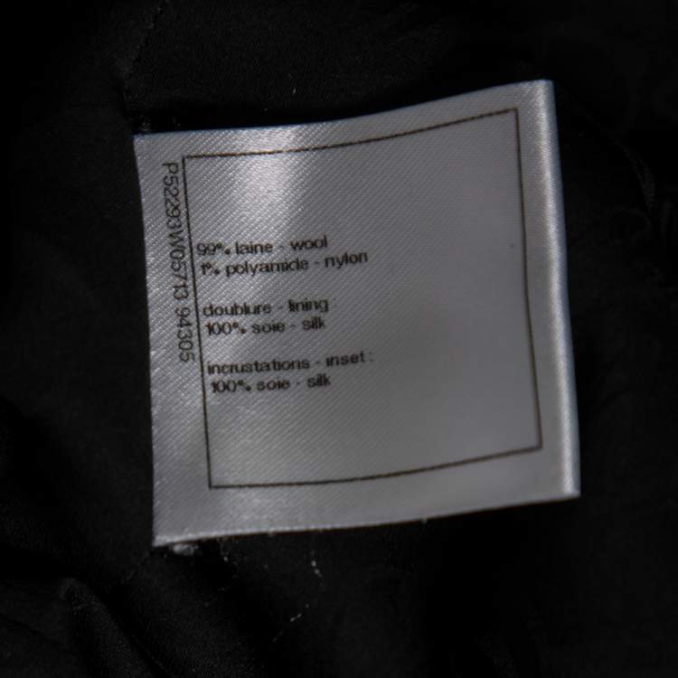 Pre Owned Chanel Black Sateen & Boucle Paneled Mini Dress L