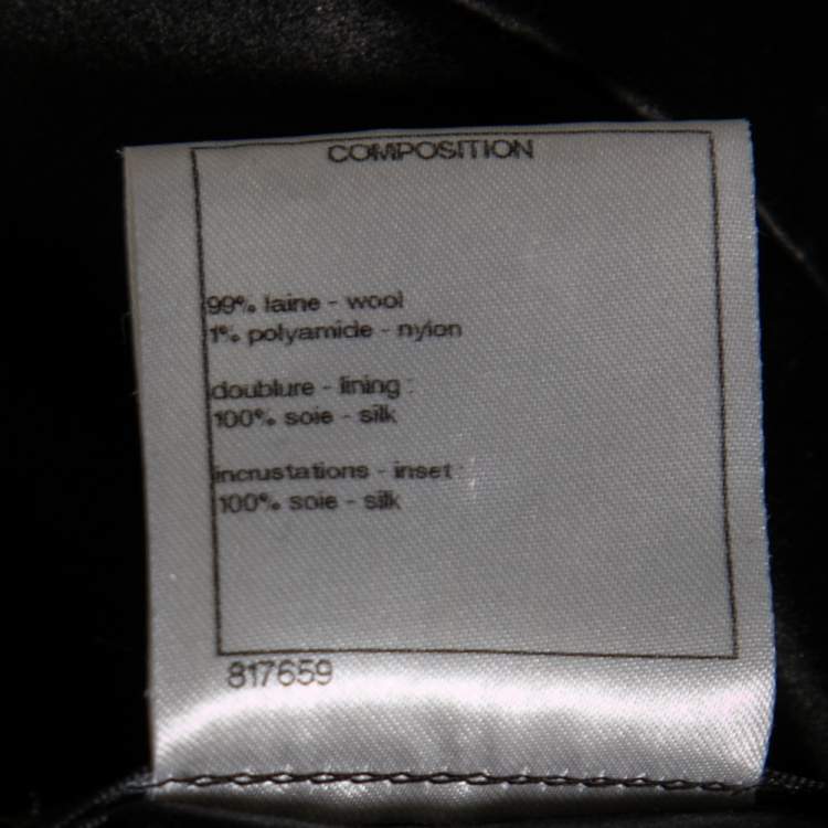 Pre Owned Chanel Black Sateen & Boucle Paneled Mini Dress L