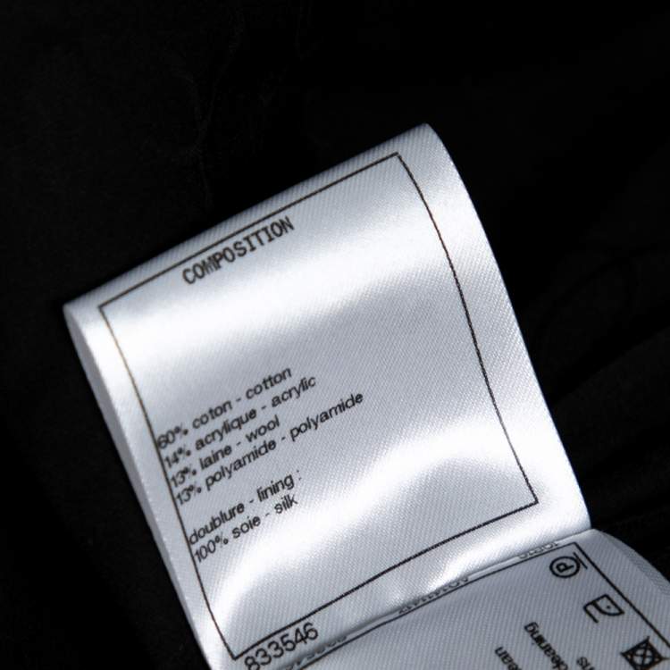 Pre Owned Chanel Black Speckled Cotton Long Sleeve Coat L