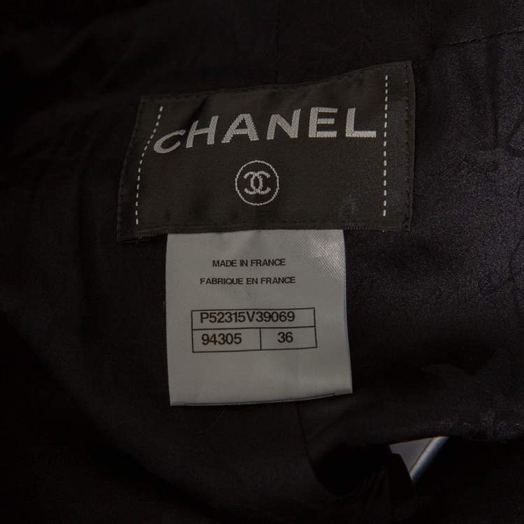 Pre Owned Chanel Black Wool & Mohair Zip Front Coat S