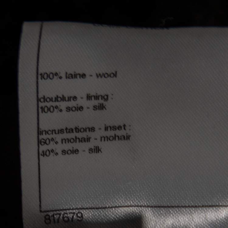 Pre Owned Chanel Black Wool & Mohair Zip Front Coat S