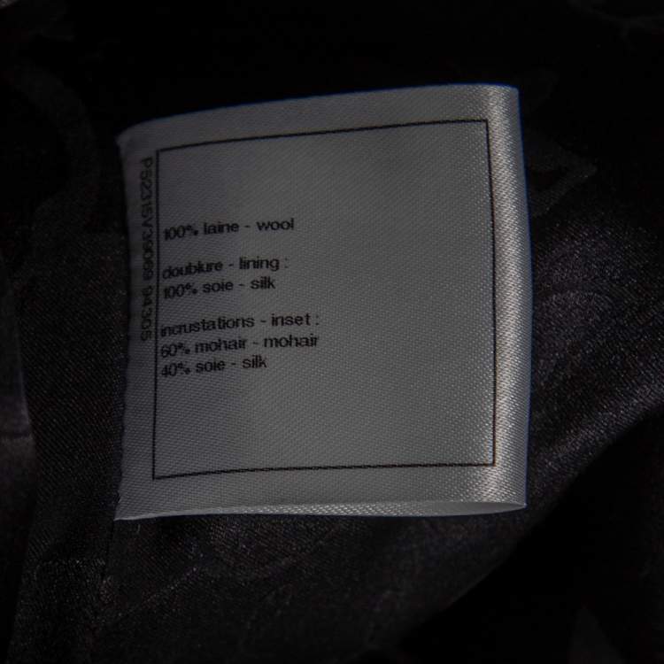 Pre Owned Chanel Black Wool & Mohair Zip Front Coat S