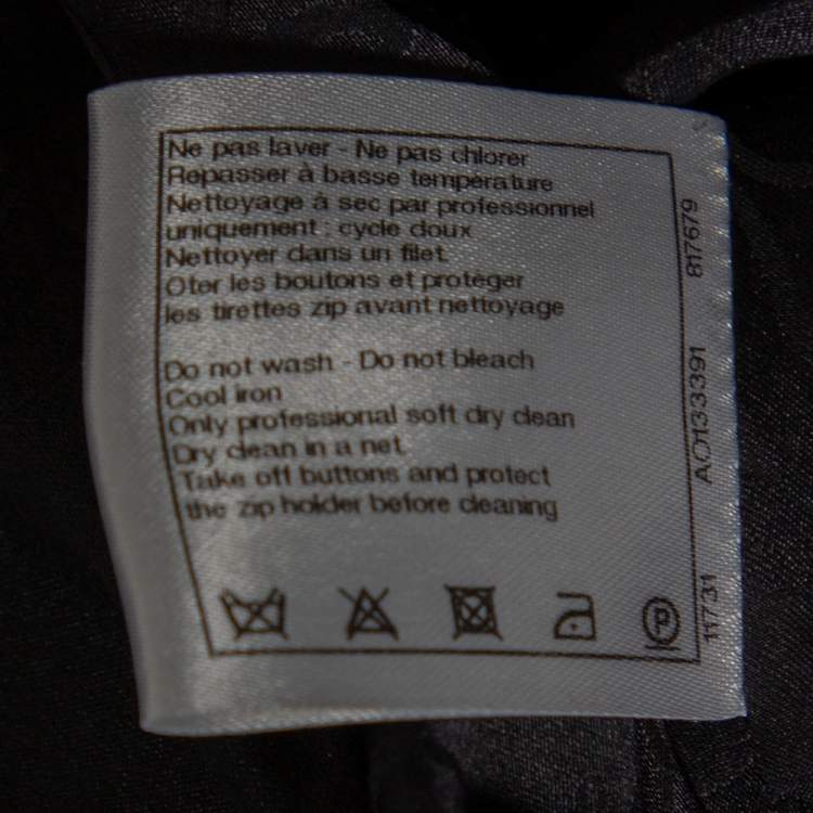 Pre Owned Chanel Black Wool & Mohair Zip Front Coat S