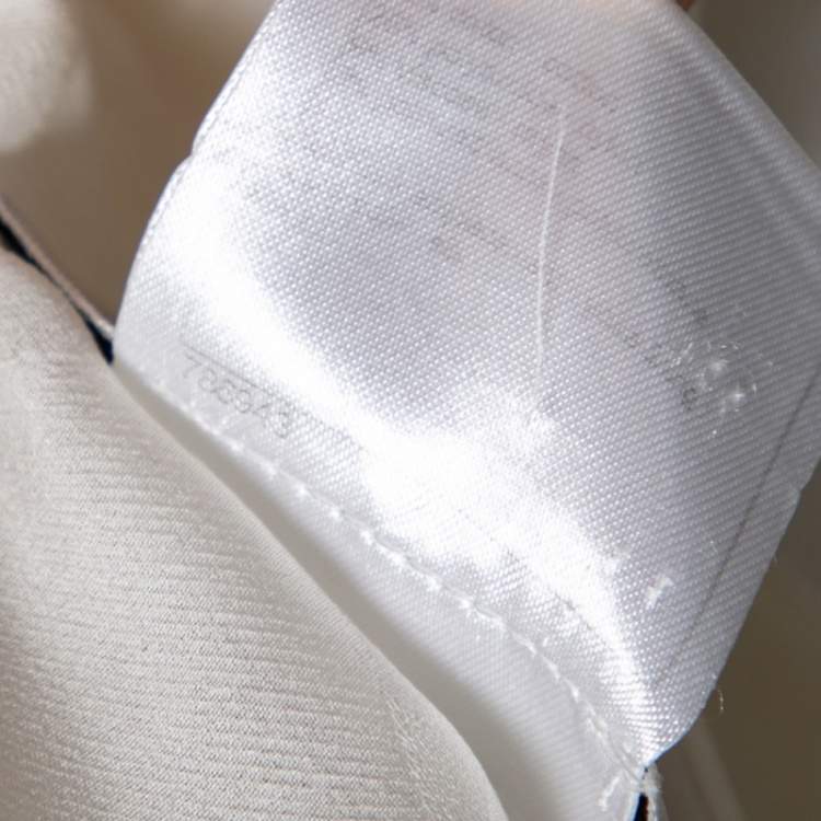 Pre Owned Chanel Off White Grosgrain Cotton Bow Detail Button Front Vest S