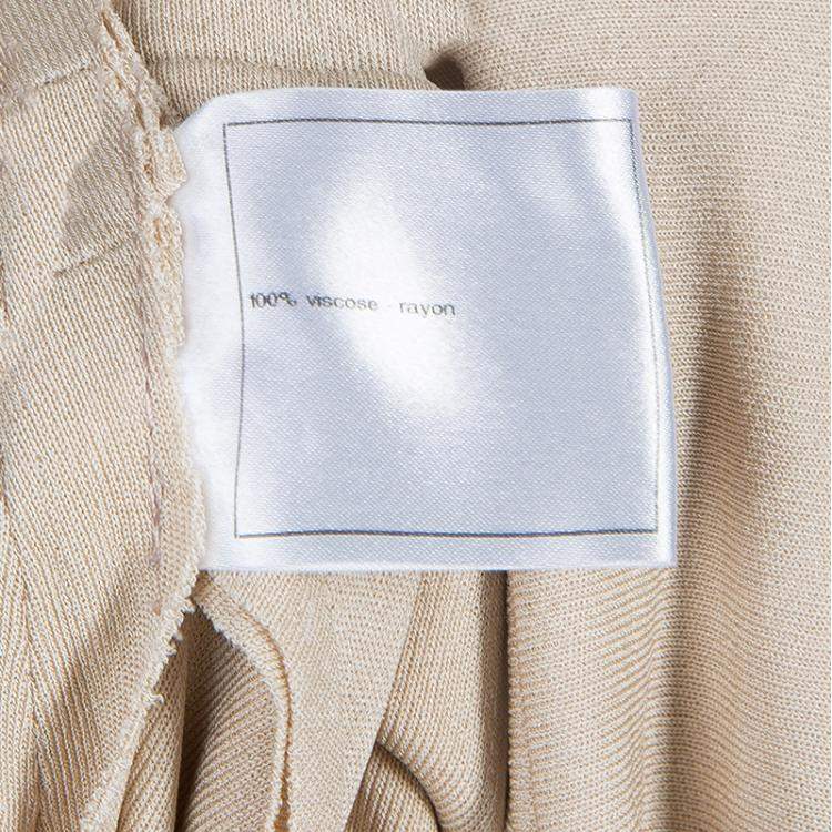 Pre Owned Chanel Beige Knit Petal Sleeve Ruffle Detail Dress S
