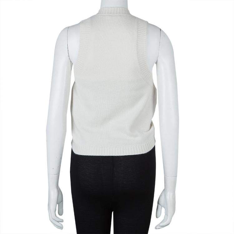 Pre Owned Chanel Cream Cashmere Vest S