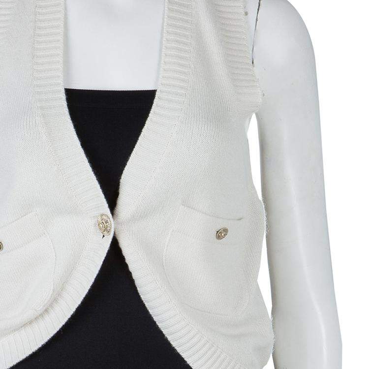 Pre Owned Chanel Cream Cashmere Vest S
